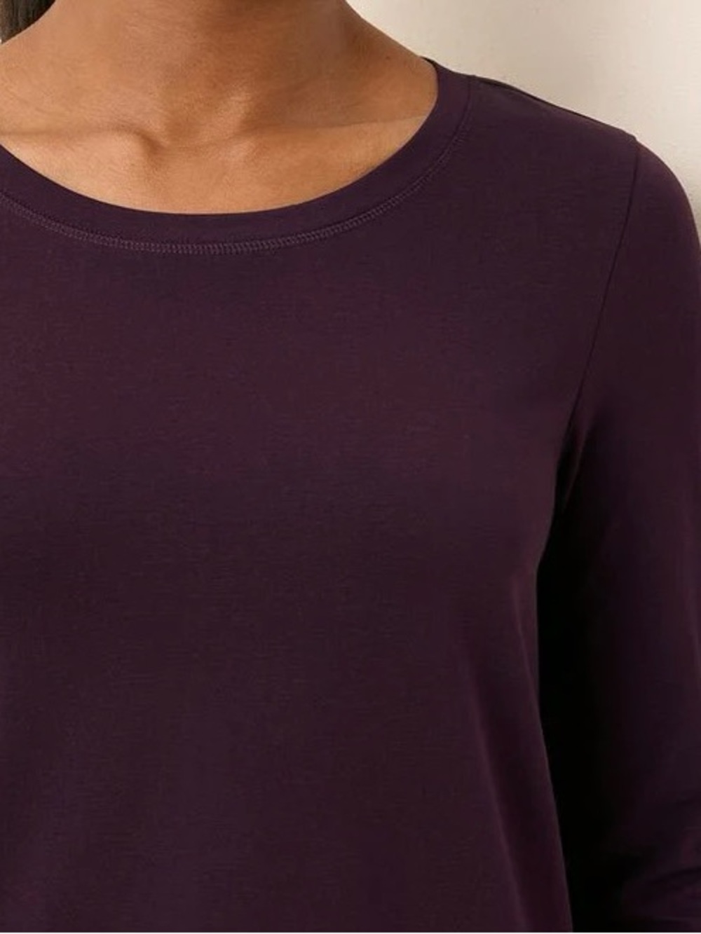 Pact Women’s Luxe Stretch Jersey Swing Long Sleeve Tee Berry Jam Purple Cotton - Picture 2 of 7